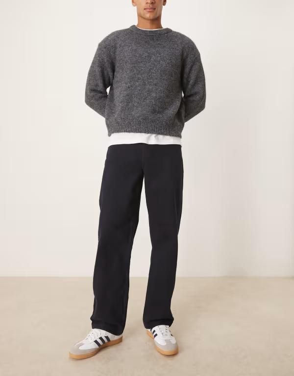 エイソス メンズ ボトムス デニムパンツ ジーンズ ASOS DESIGN baggy fit jeans in charcoal blue overdye WASHED BLACK ブラック
