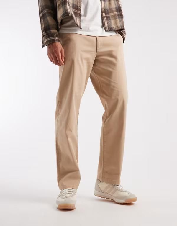 エイソス メンズ ボトムス カジュアルパンツ ASOS DESIGN straight chinos in washed BEIGE ベージュ 10,066円
