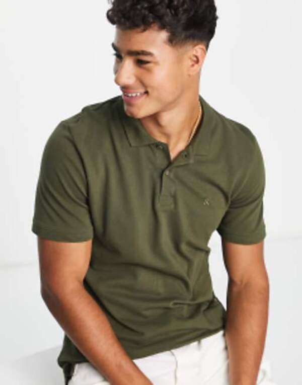 ジャック アンド ジョーンズ メンズ トップス ポロシャツ スリムフィット ロゴ Jack Jones Essentials slim fit pique logo polo Olive night