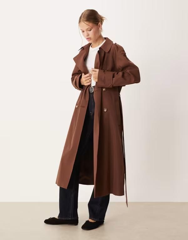 エイソス レディース アウター コート ASOS DESIGN longline trench coat in chocolate Chocolate チョコレート
