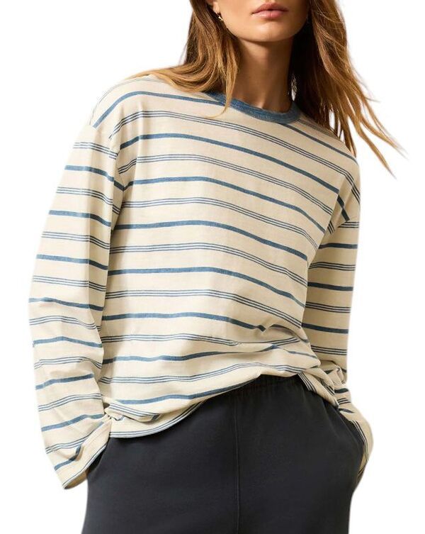 ファレティ レディース トップス Tシャツ Faherty Womensunwashed Long Sleeve Retro Tshirt Indigo Tidelines インディゴ