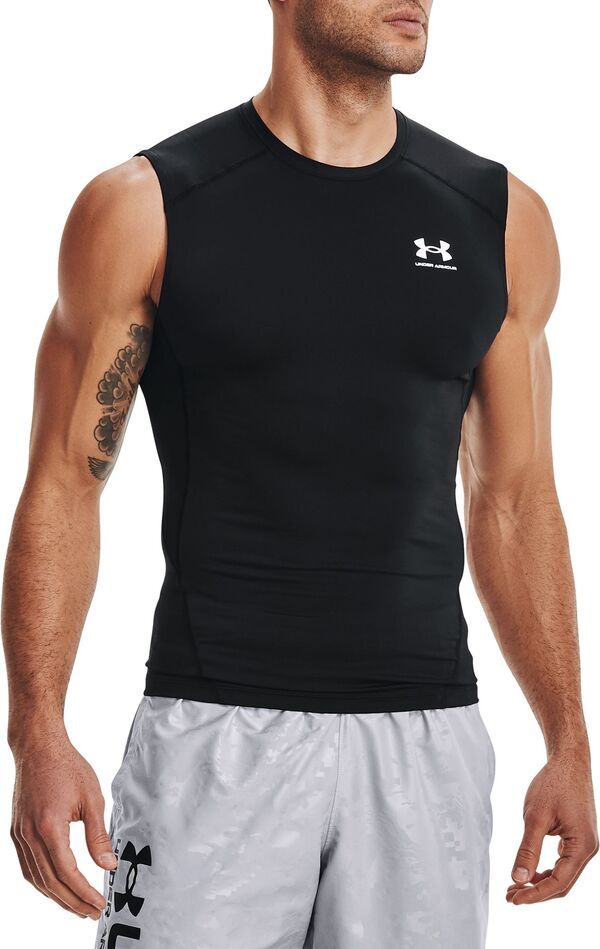 アンダーアーマー メンズ トップス シャツ Under Armour Mens HeatGear Compression Shirt BlackWhite ホワイト