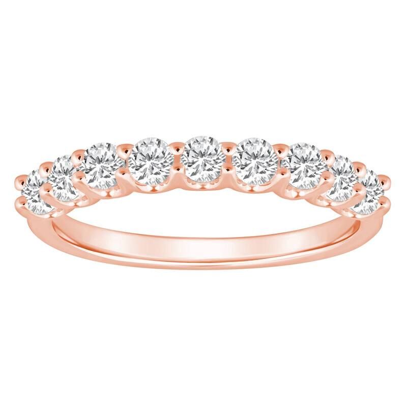 Alyson Layne レディース アクセサリー リング Alyson Layne 14k Gold 910 CaratW Diamond 9Stone Wedding Band Pink ピンク