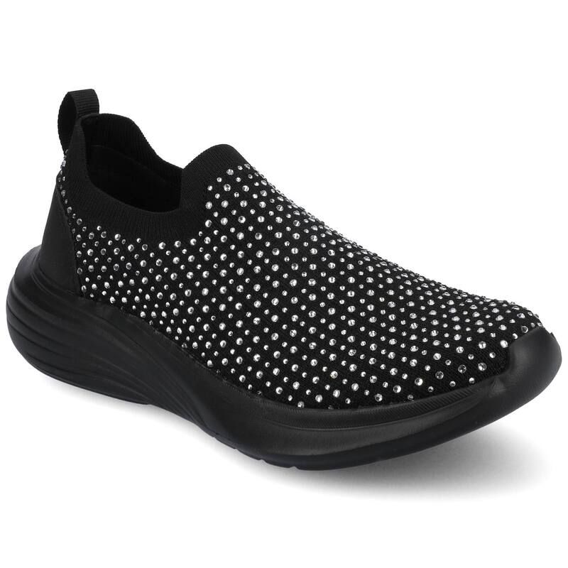 ジャーニー レディース シューズ スニーカー Journee Linnea Womens Casual SlipOn Sneakers Black Bling ブラック
