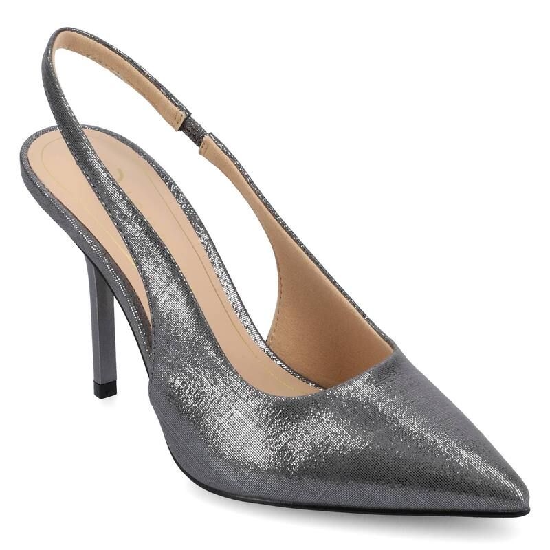 ジャーニー レディース シューズ パンプス ヒール Journee Tru Comfort Foam Elenney Womenslingback Heels Pewter ピューター