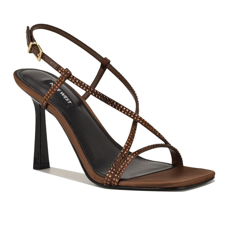 ナインウェスト レディース シューズ サンダル ヒール Nine West Vallanh Womens Higheel Slingback Dressandals Medium Brown Sati