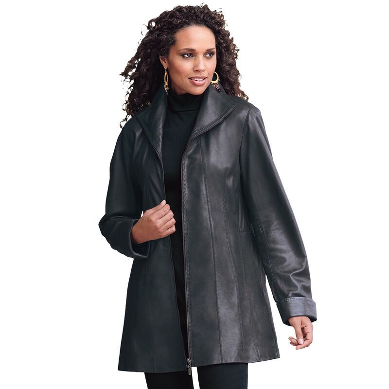 ロアマンズ レディース アウター ジャケット・ブルゾン A ライン プラスサイズ レザー Roamans Womens Plusize ALine Leather Jacket Black ブラック