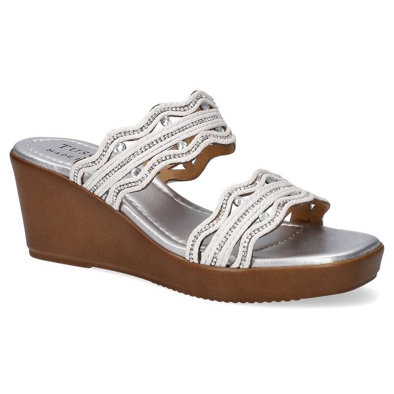 イージーストリート レディース シューズ サンダル Easy Street Selva Tuscany Womens Wedge Sandals White ホワイト