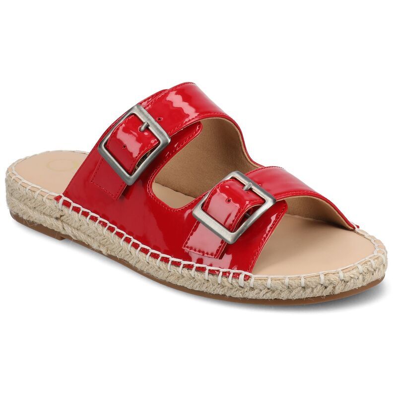 ジャーニー レディース シューズ サンダル Journee Womens Tresah Double Strap Espadrille Sandals Patent Red レッド