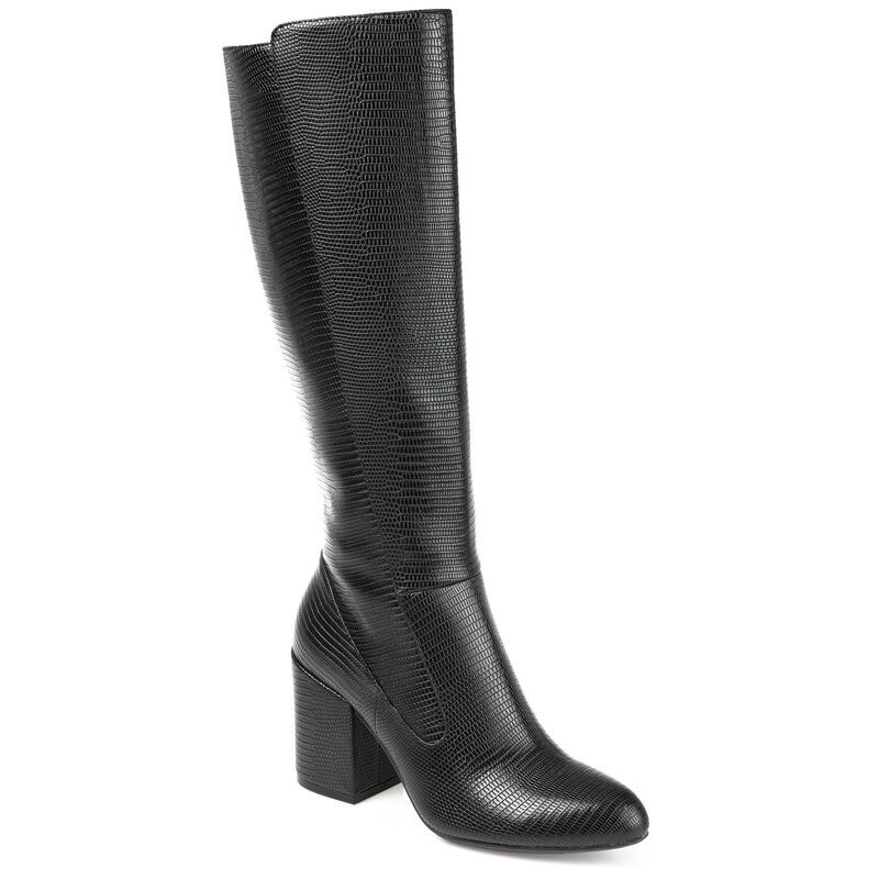 ジュルネ コレクション レディース シューズ ブーツ・レインブーツ Journee Collection Tavia Womens Faux Snakeskin KneeHigh Boots Blac