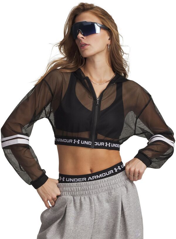アンダーアーマー レディース トップス シャツ メッシュ Under Armour Womens HeatGear Mesh Full Zip Ultimate BlackWhite ホワイト