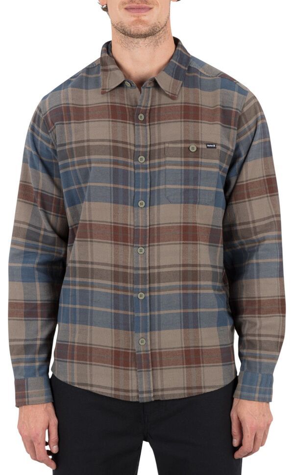 ハーレー メンズ トップス シャツ Hurley Mens Portland Stretch Long Sleeve Flannel Army アーミー
