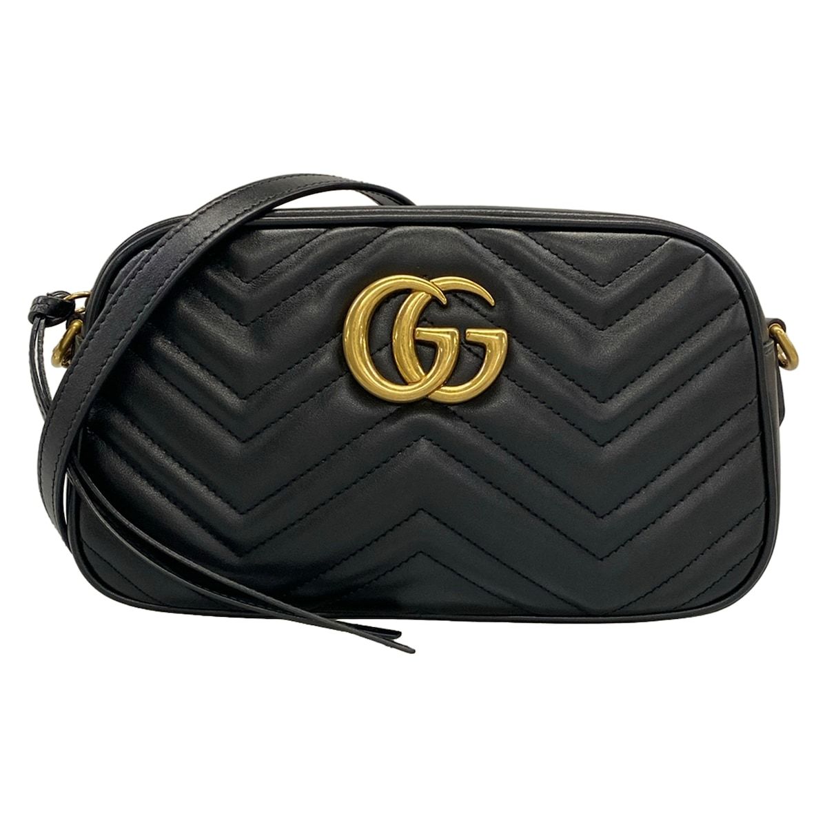 GUCCI(グッチ) ショルダーバッグ GGマーモント 447632 黒×ゴールド 