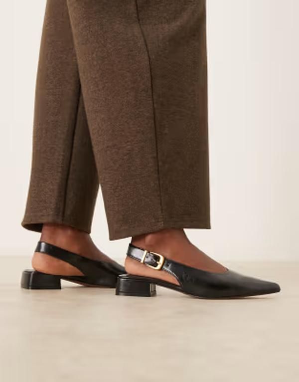 エイソス レディース シューズ パンプス ASOS DESIGN Wide Fit Lotto slingback ballet flats Black ブラック