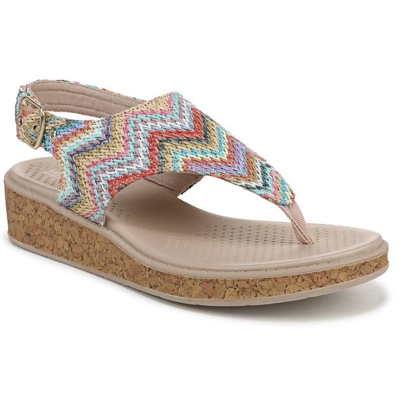ライフストライド レディース シューズ サンダル LifeStride Beachy Womens Raffia Thong Sandals Beige Multi ベージュ