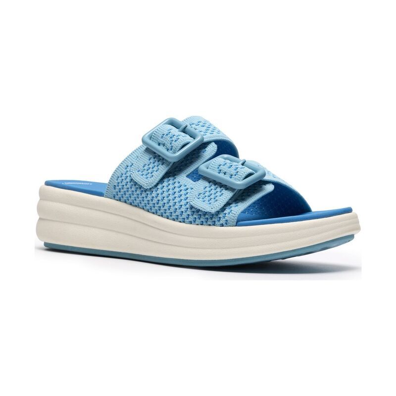 クラークス レディース シューズ サンダル Clarks Cloudsteppers Drift Faye Womens Cushioned Sandals Bright Blue Textile ブ