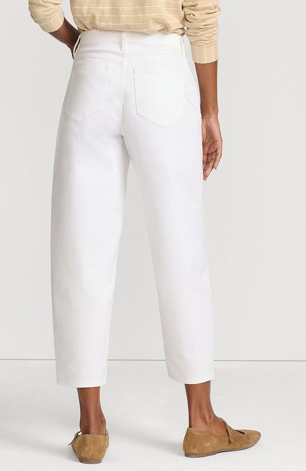 ランズエンド レディース ボトムス デニムパンツ アンクル ジーンズ Lands End Recover High Rise Barreleg Ankle Jeans White ホワイト