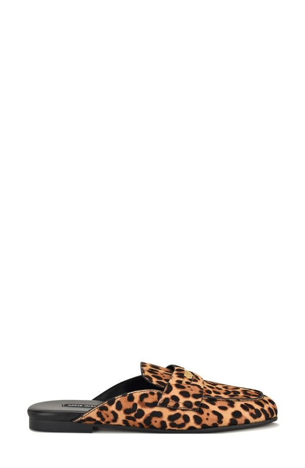 ナインウェスト レディース シューズ スリッポン・ローファー Nine West Evans Penny Loafer Mule Dark Natural Calf Hair
