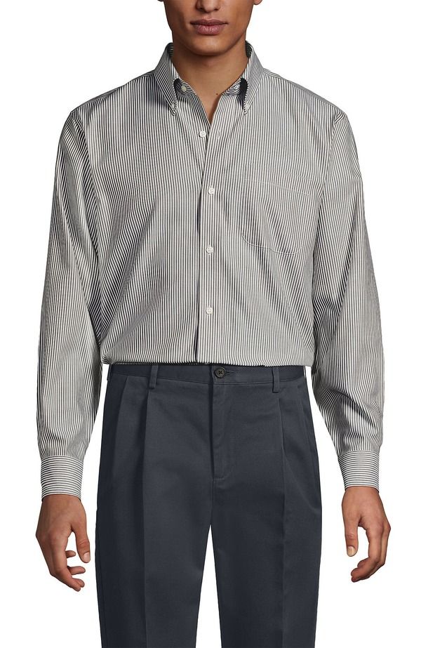 ランズエンド メンズ トップス シャツ ボタンダウン コットン ダウン Lands End No Iron Supima Cotton Pinpoint Buttondown Collar Dress