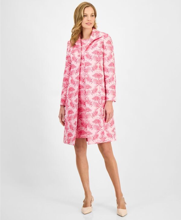 【送料無料】 カスパール レディース ジャケット・ブルゾン アウター Womens Printed OpenFront Longline Jacket Regular Petite Pink Perf