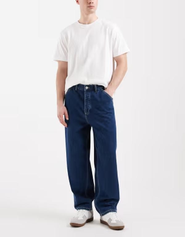 ジャック アンド ジョーンズ メンズ ボトムス デニムパンツ ジーンズ Jack Jones Dan barrel fit jeans in mid Blue Denim デニム