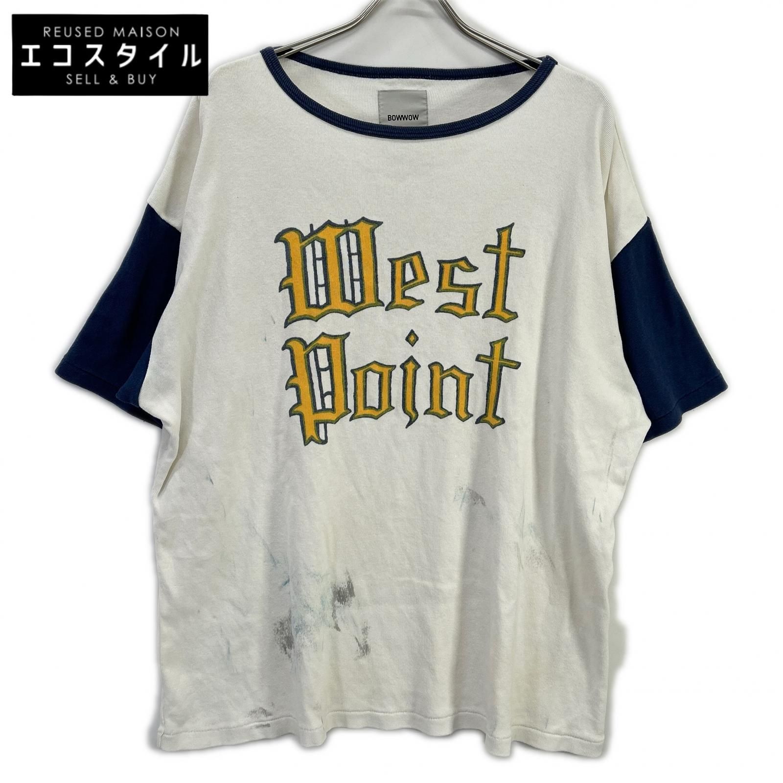 BOWWOW　バウウワ　WEST POINT LOGO RIBBED ダメージ加工 ラグランスリーブ 半袖Tシャツ　L