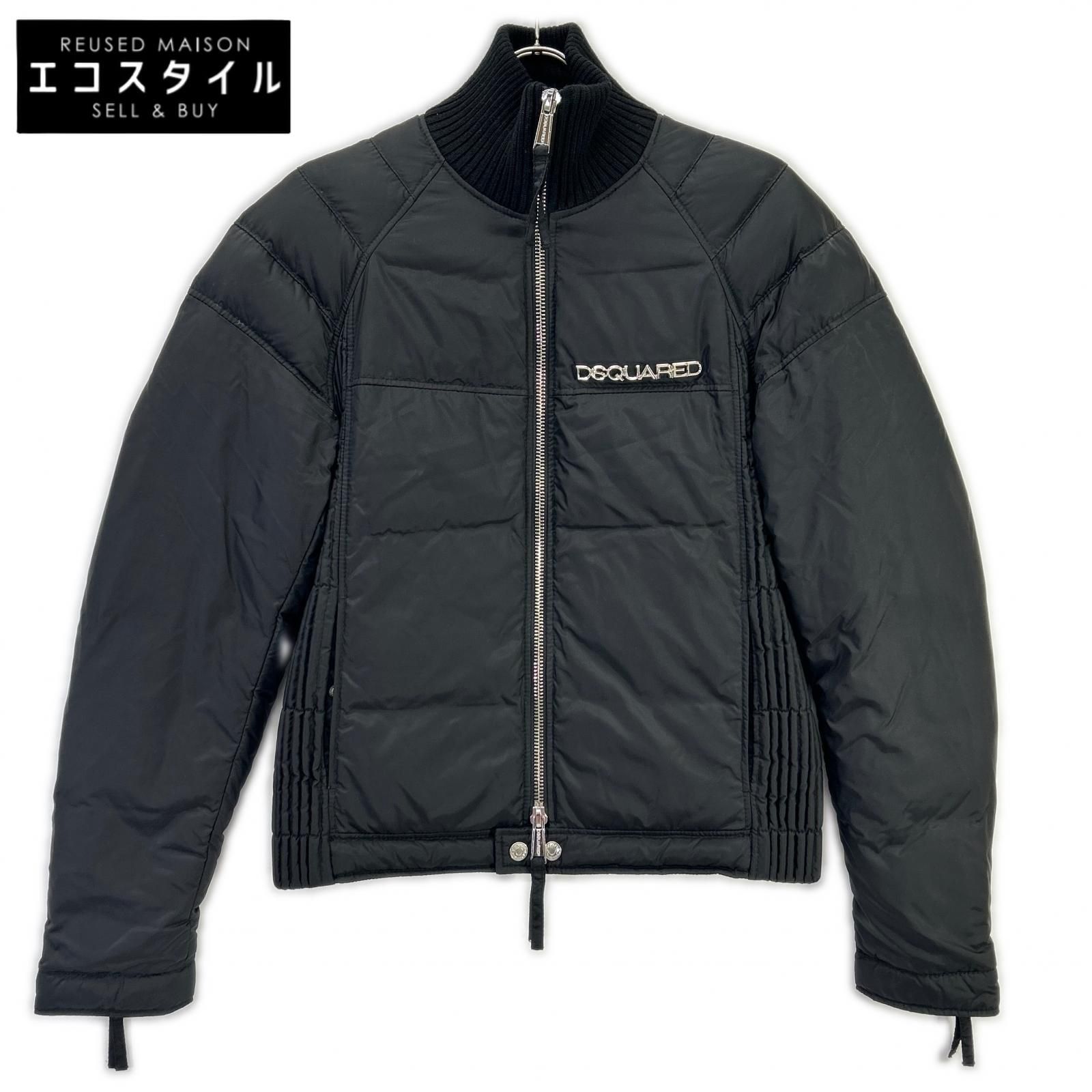 DSQUARED2　ディースクエアード　71AM167 ブラック ナイロン メタルロゴ ダブルジップ リアル ダウンジャケット　46 22,711円