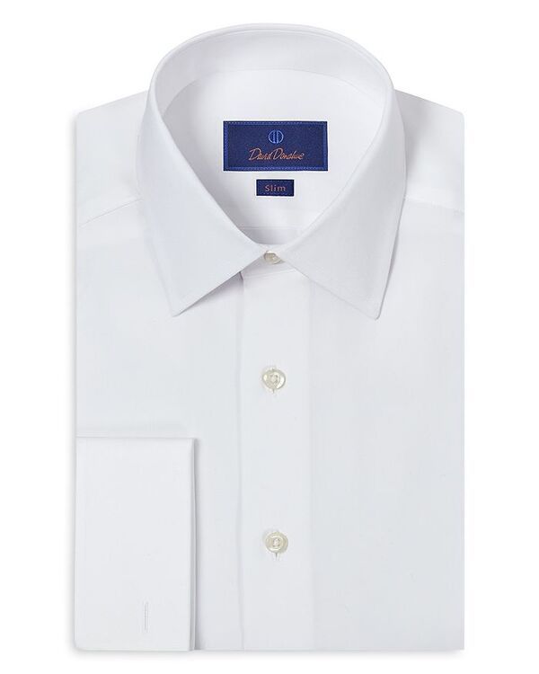 デイビッドドナヒュー メンズ トップス シャツ スリムフィット David Donahue Slim Fit Broadcloth French Cuff Dress Shirt White ホワイト