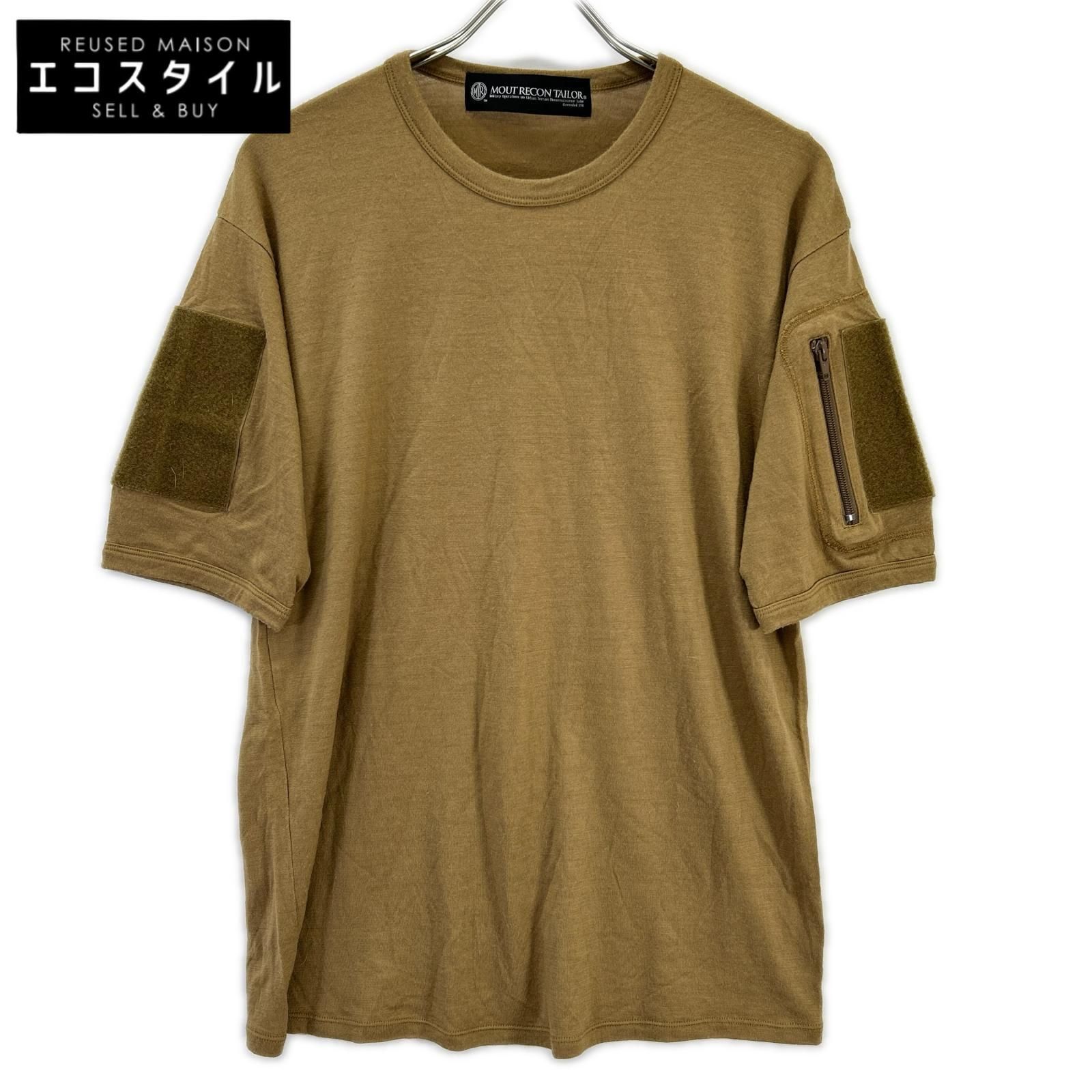 MOUT RECON TAILOR　マウトリーコンテーラー　ブラウン 半袖 袖パッチデザイン ニット　48
