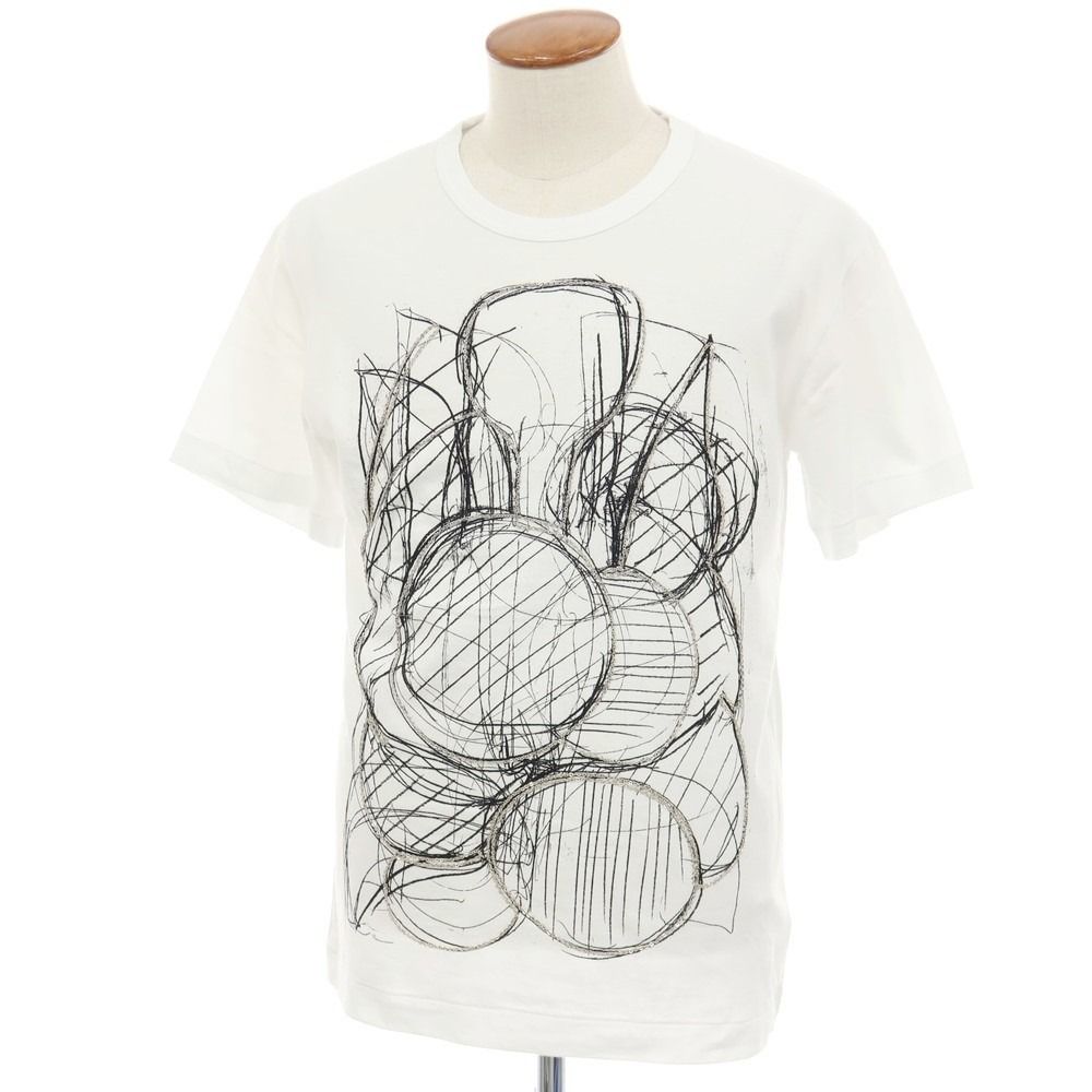 【中古】コムデギャルソンオムプリュス COMME des GARCONS HOMME PLUS プリント チェーンデザイン クルーネック 半袖Ｔシャツ ホワイト【サイズM】【メンズ】