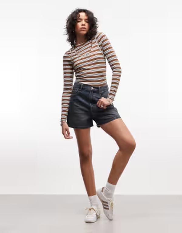 コルージョン レディース ボトムス ハーフパンツ・ショーツ ショートパンツ COLLUSION mom shorts in darkwash Dark Wash
