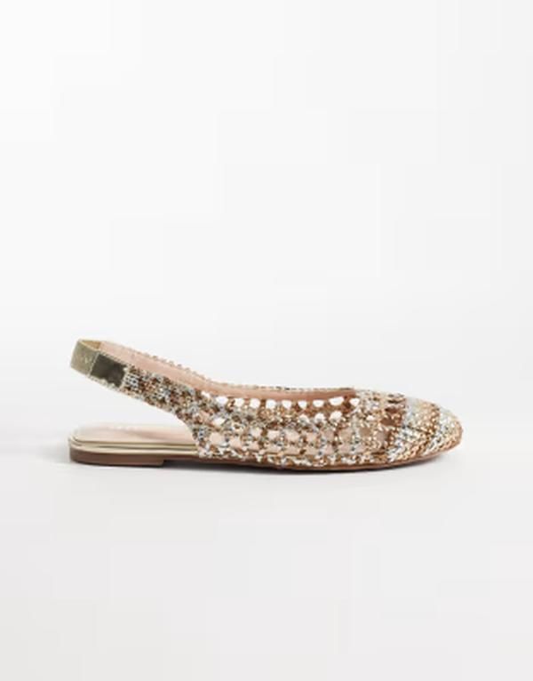 レイド レディース シューズ パンプス RAID Hanne woven slingback ballet flats Gold Multi ゴールド