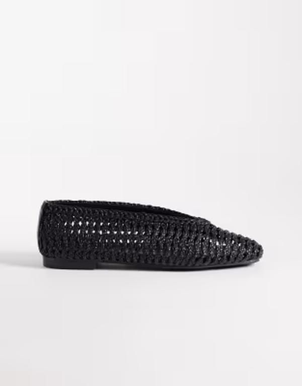 エイソス レディース シューズ パンプス ASOS DESIGN Wide Fit Lioness woven ballet flats Black ブラック