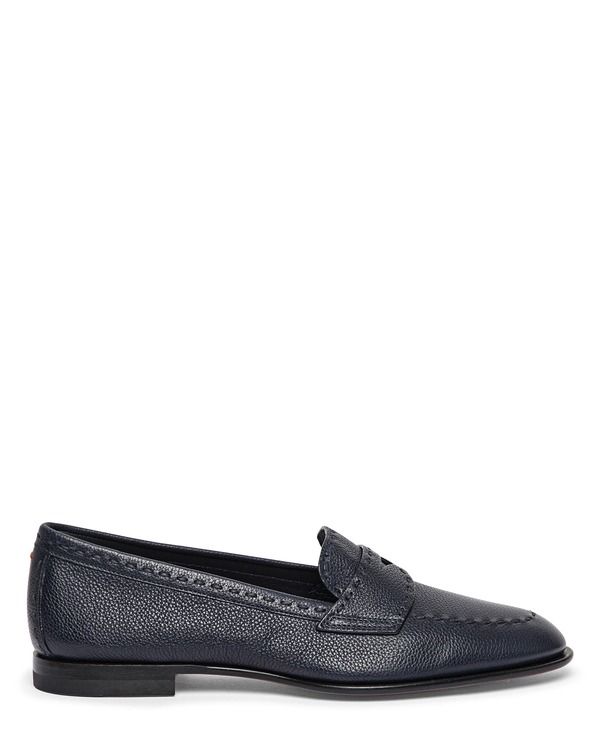 サントーニ レディース シューズ スリッポン・ローファー レザー Santoni Womens tumbled leather penny loafer Blue ブルー