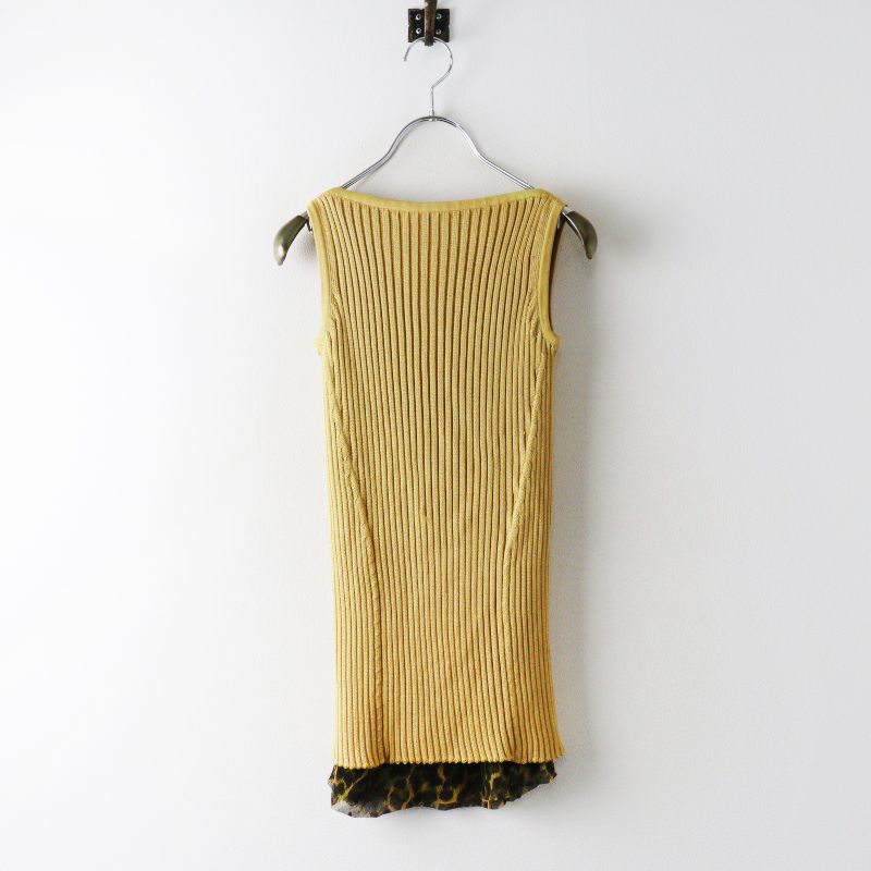 VINTAGE Made in Italy LOEWE Sleeveless ribbed knit top silk inner M mustard┃ロエベ シルクインナーリブニット【2400015059914】 7,972円