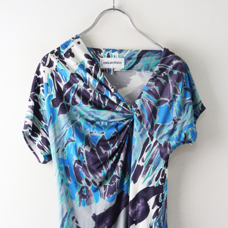 新タグ エミリオプッチ EMILIO PUCCI 総柄プリント シルクストレッチ