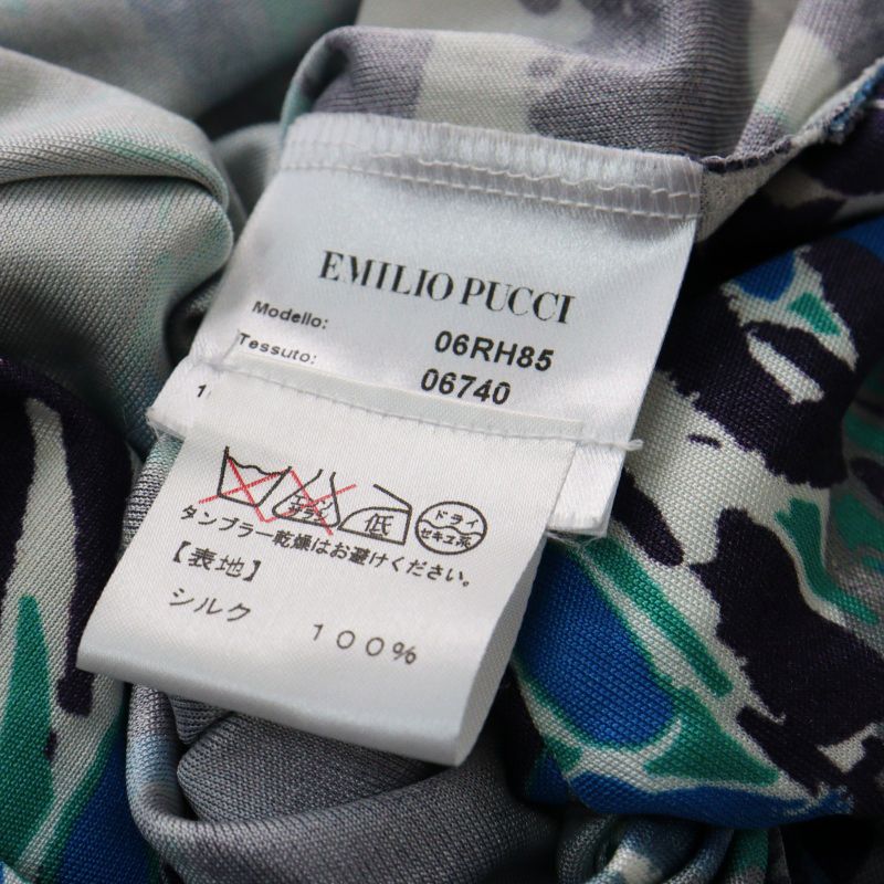 新タグ エミリオプッチ EMILIO PUCCI 総柄プリント シルクストレッチ
