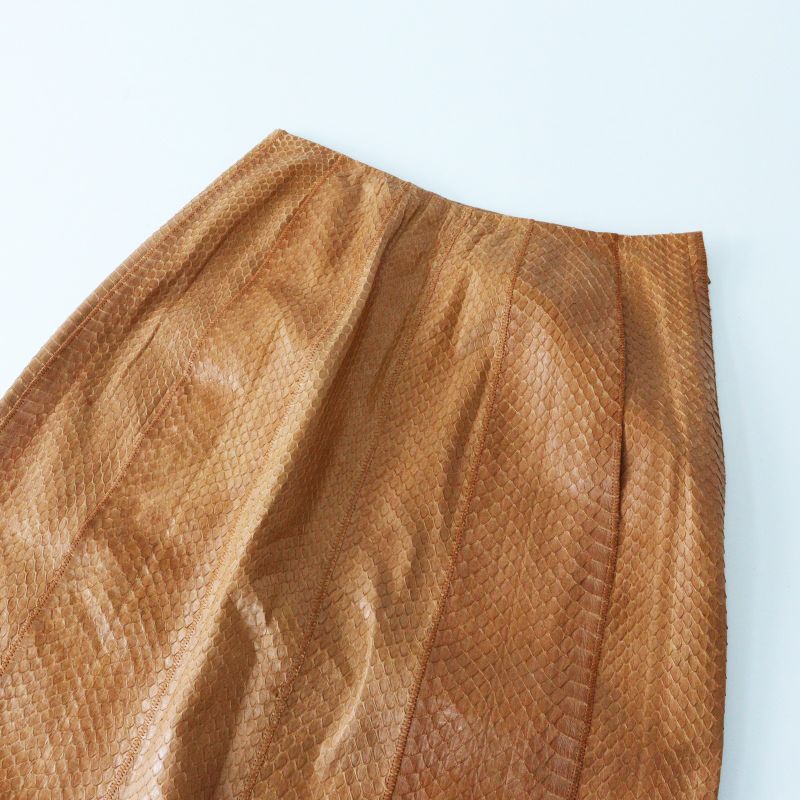 VINTAGE Made in Spain LOEWE Python Leather Skirt 38 ┃ヴィンテージ