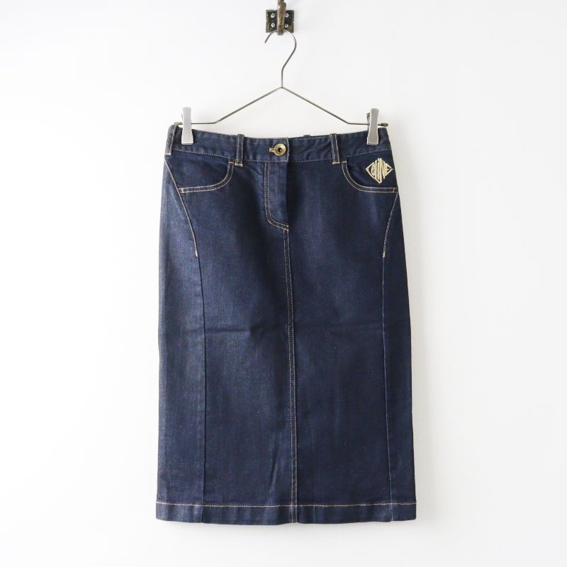 セリーヌデニム タイトスカート バックロゴ JPタグ VINTAGE CELINE​ セリーヌ ロゴ刺繍入り 微ストレッチ タイト