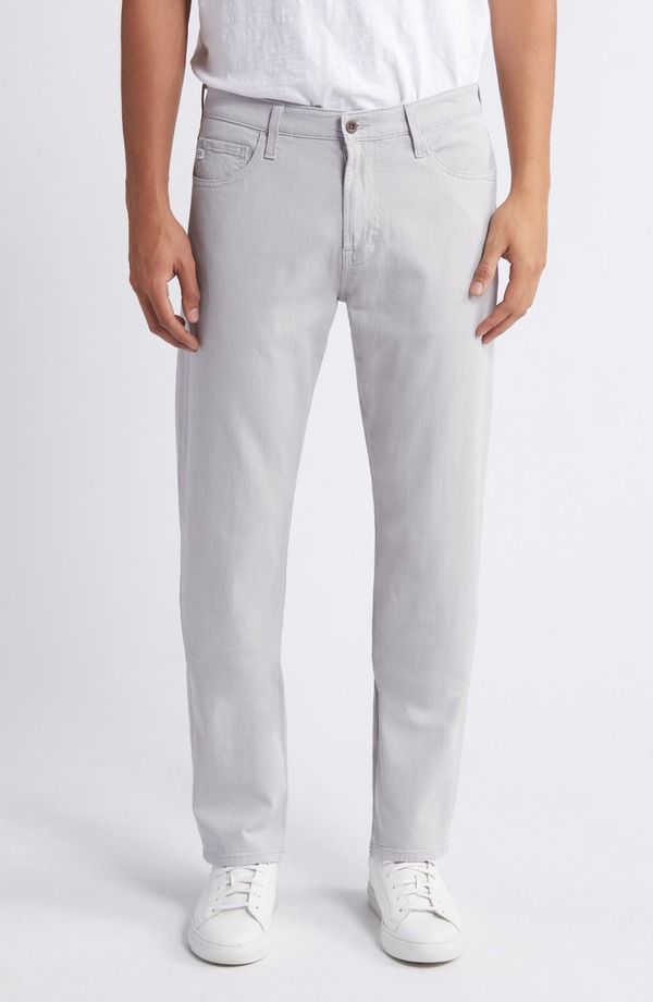 エージー メンズ ボトムス カジュアルパンツ ストレート コットン リネン ジーンズ AG Everett Slim Straight Leg Cotton Linen Blend Jeansmoke