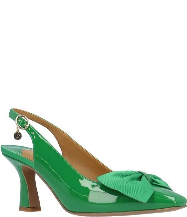 ジェイレニー レディース シューズ ヒール J Renee Harlan Patent Grosgrain Bow Slingback Pumps Green グリーン