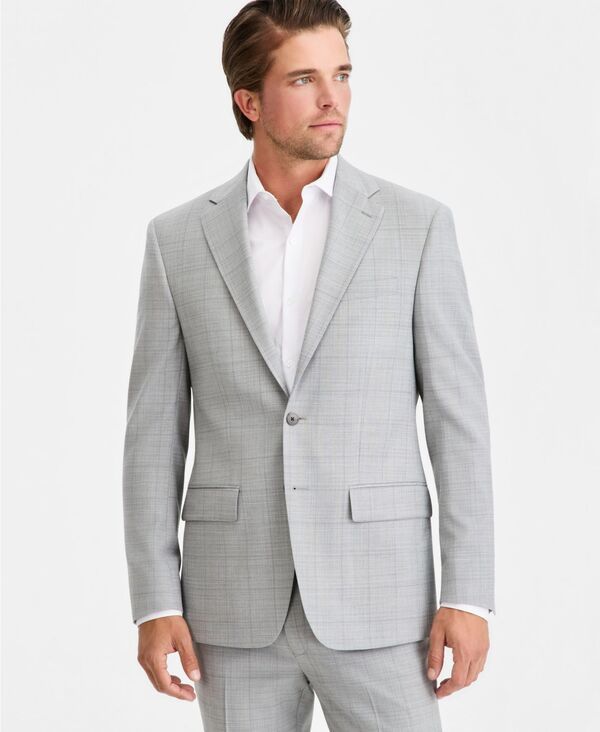 カルバンクライン メンズ アウター ジャケット・ブルゾン ウール Calvin Klein MenslimFit WoolBlend Windowpane Suit Separates Jacket