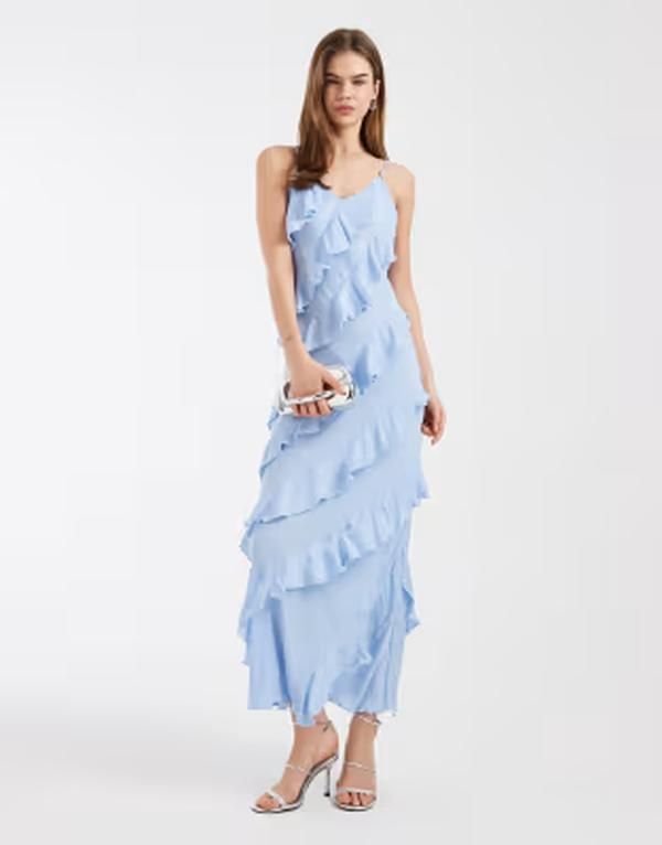 ヴェロモーダ レディース トップス ワンピース フリル Vero Moda bias cut ruffle camidaxi dress in light CM Blue ブルー