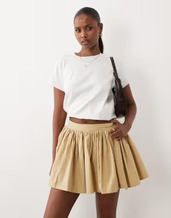 エイソス レディース ボトムスカート ミニ ASOS DESIGN volume circle mini skirt in stone ストーン