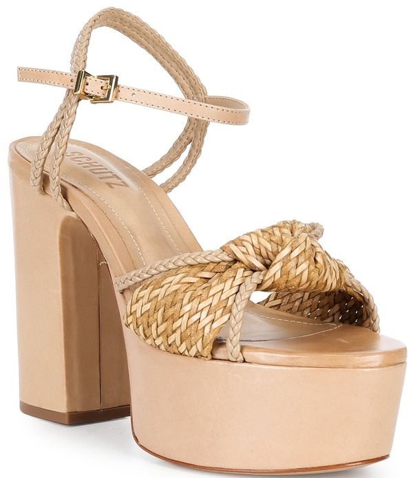 シュッツ レディース シューズ サンダル プラットフォーム レザー ヒール Schutz Kalina Woven Leather Knotted Platform Block Heel Sandal