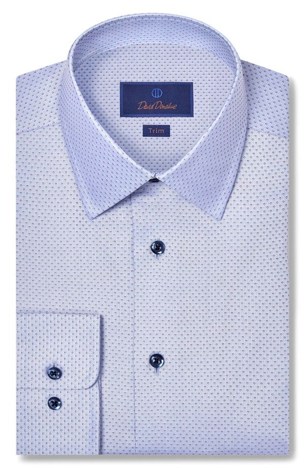 デイビッドドナヒュー メンズ トップス シャツ コットン Davidonahue Fit Cotton Dobby Dresshirt SkyBerry