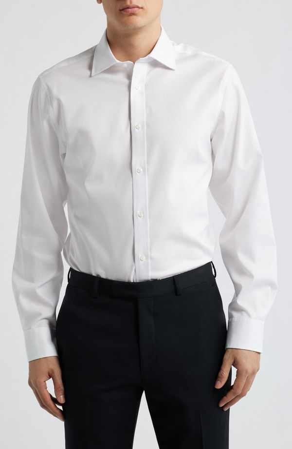 ヒッキーフリーマン メンズ トップス シャツ コットン Hickey Freeman Modern Fit Pima Cotton Dresshirt White ホワイト 19,695円