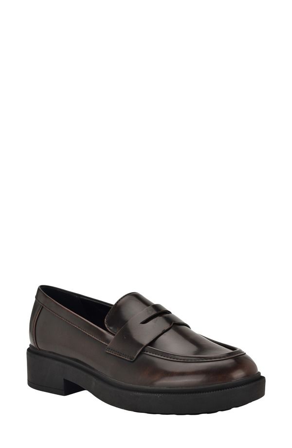 カルバンクライン レディース シューズ スリッポン・ローファー Calvin Klein Otinya Penny Loafer Brown ブラウン