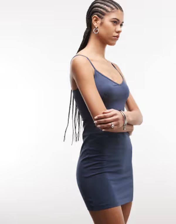 ウィークデイ レディース トップス ワンピース Vネック ミニ Weekday v neck camini dress Navy ネイビー
