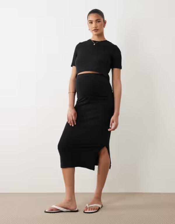 ママライシアス レディース トップス Tシャツ ミディ スカート ジャージー マタニティ Mamalicious Mamalicious Maternity 2 pack basic jersey c